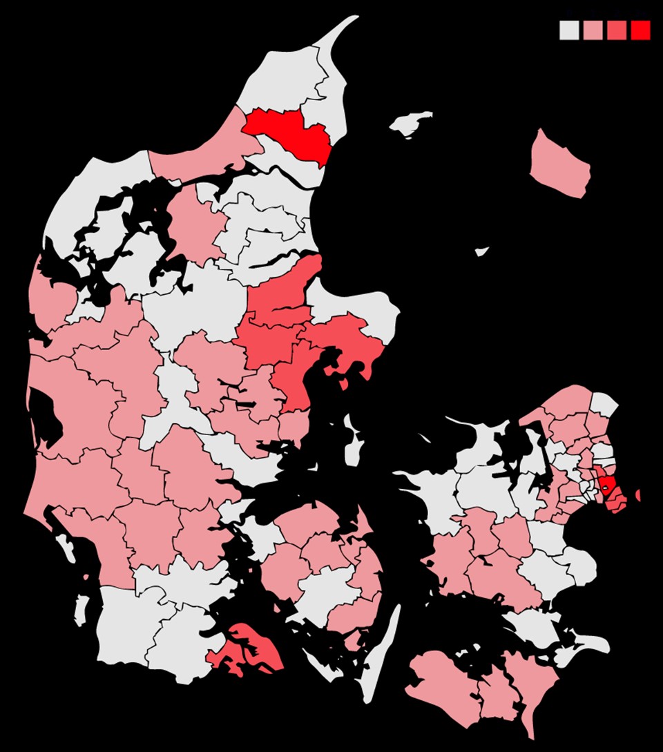 Danmarkskort Med Kommuner
